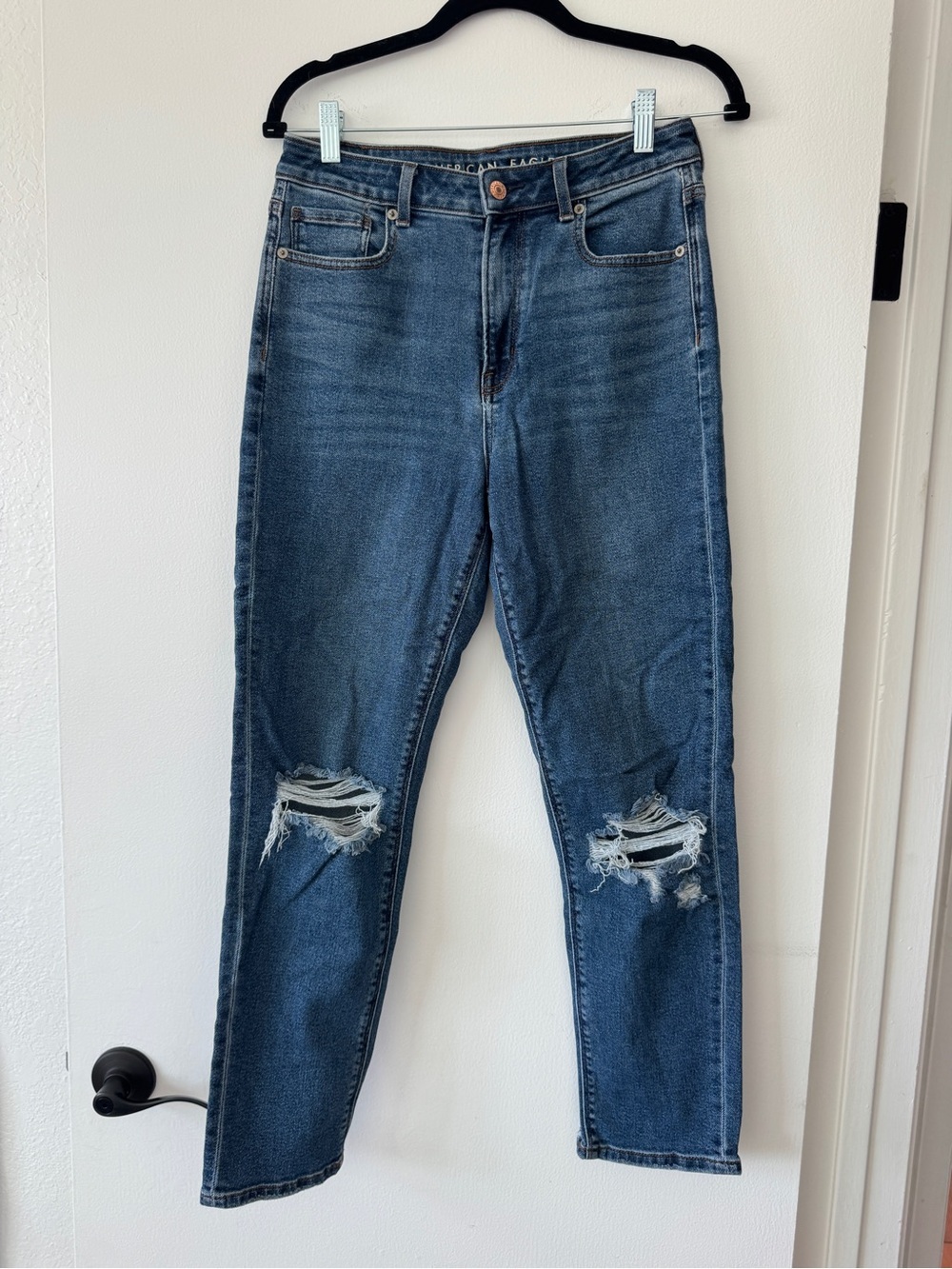 American Eagle Dark Wash Stretch Skinny Jeans | Women’s Size 4 | Distressed